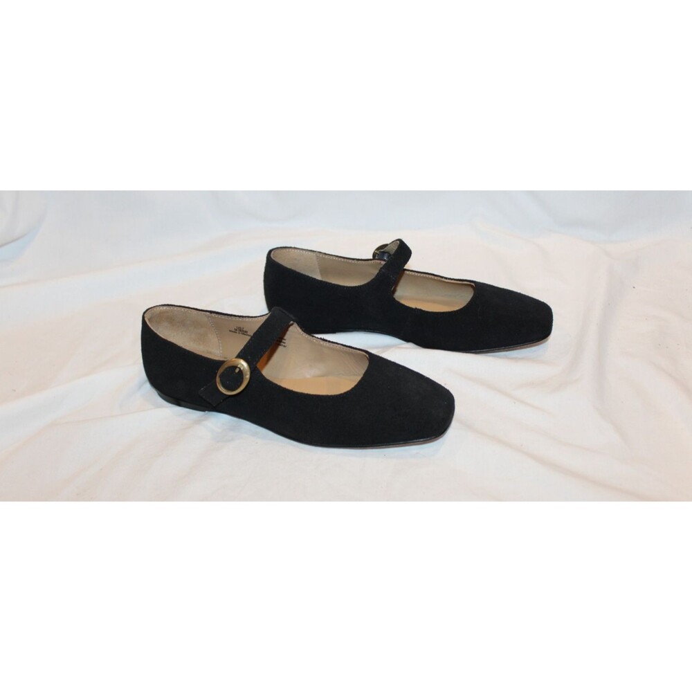 NISOLO WOMEN'S SUEDE MARY JANE BALLET FLATS BLACK SZ 7 NIB $198